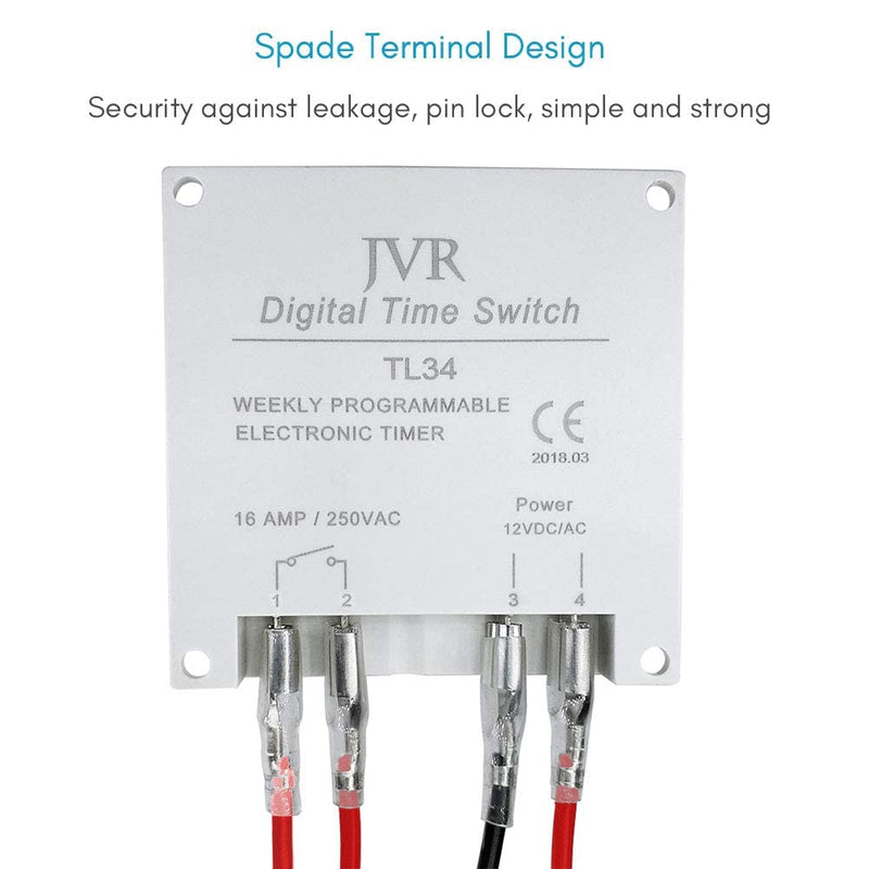 12V Timer Switch - Programmable, DC/AC/Solar Battery Powered | 12 Volt JVR Timer Relay