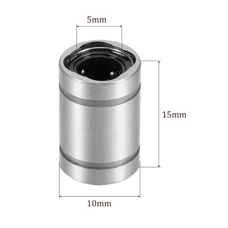4pcs LM5UU Linear Ball Bearings, [5mm x 10mm x 15mm] Steel Linear Motion Bearing for CNC Machines Packaging Equipment 3D Printers Use