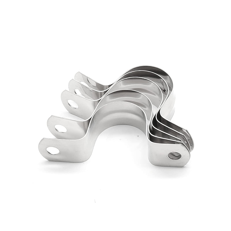 20Pcs 1 Inch Stainless Steel Conduit Clamps, Two Hole Strap U Bracket Rigid Pipe Strap Metal U Clamp Conduit Strap Tension Clips U-tube Clamp Heavy Duty 1" / 25mm