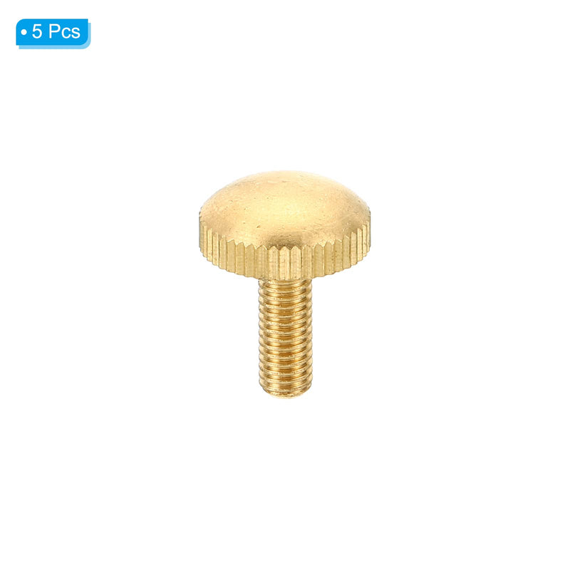 PATIKIL M5x15mm Knurled Thumb Screws, 5 Pack Flat Tip Brass Bolts Grip Knobs Fasteners with Straight Shoulders for Lighting Furniture Electronic Mechanical