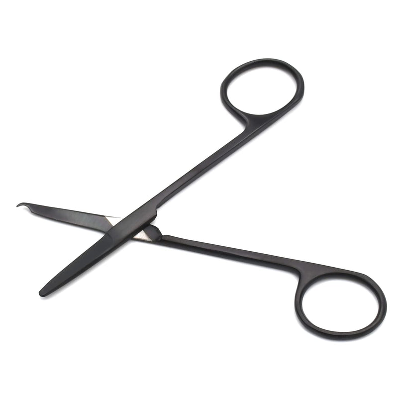4.5" Stitch Scissors with Black Color Coating - Premium Quality Instrument- Delicate Hook - Perfect for Suture Removal, First Aid, EMS Training (Straight)