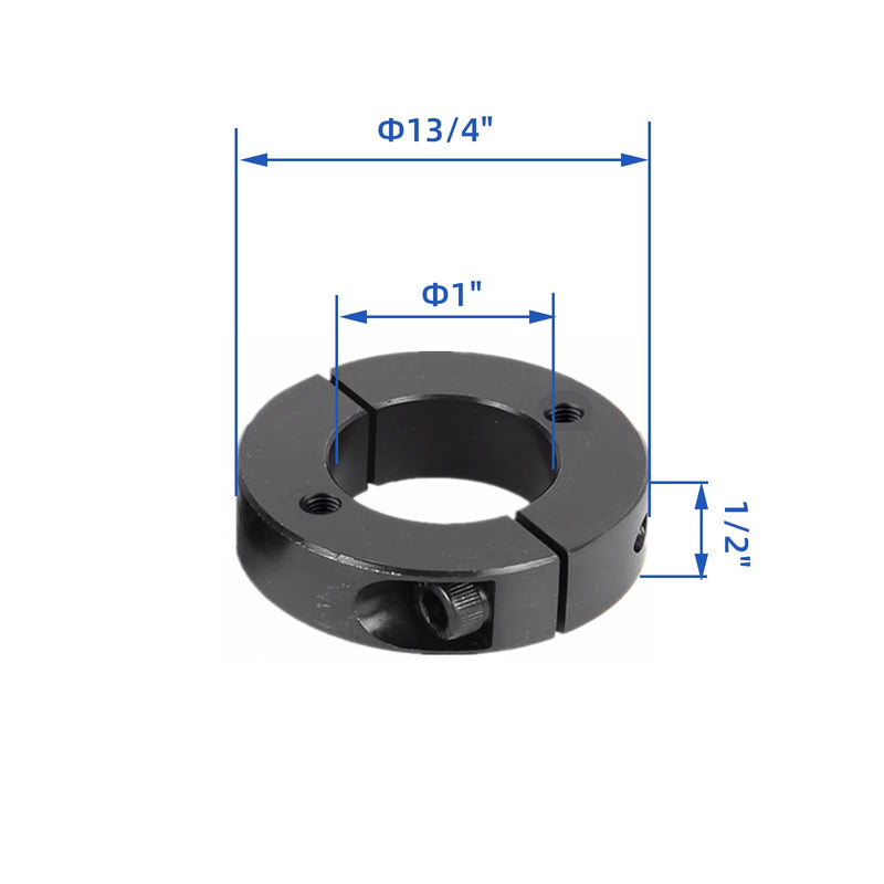 (4-Pack) Shaft Collar 1" Bore, 1045 Steel Double Split Clamp-On Shaft Collars Style, 13/4" OD, 1/2" Thickness, with M4 Set Screws 1" Bore Size 4