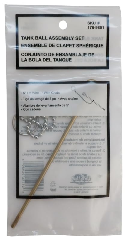 Rocky Mountain Goods Universal Toilet Flapper Lift Wire and Chain - Brass 5” Lift Wire and Brass Chain Replacement Kit for Most Toilet Models - Easy DIY Fix