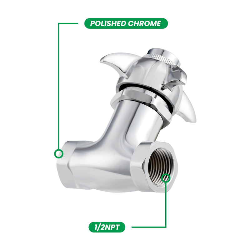 Watflow Self-Closing Valve with Knob, Heavy Duty Stop Valve, Polished Chrome