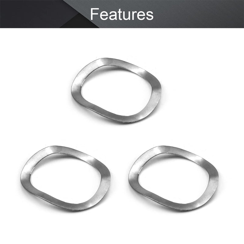 MroMax 304 Stainless Steel Wave Spring Washer-0.98" x 0.75" x 0.01"(ODxIDxT) Sealing Gasket for Screw Bolt Metallic for Home Decoration, Outdoor Construction Silver 10PCS M19 x 25mm x 0.3mm 10