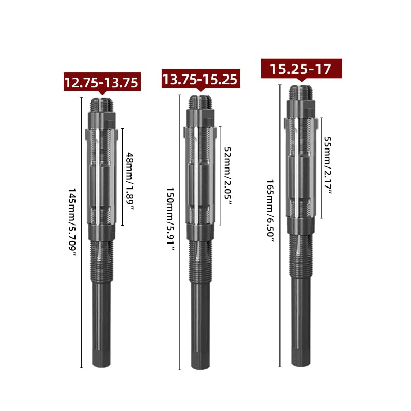 Adjustable Hand Reamer Hardened HSS Twist Grip Adjustable reaming Straight Shank Adjustable Floating Reamer DRINYOUNG (3pcs：12.75-17) 3pcs：12.75-17