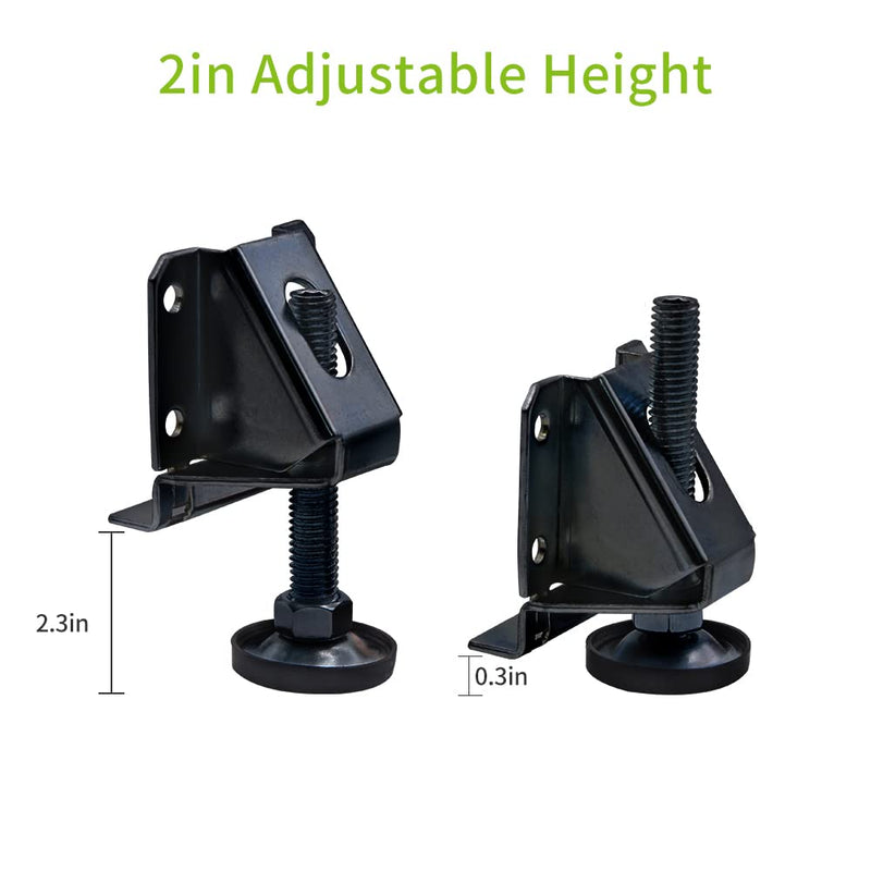 DkOvn 4/8/16 Pack Heavy Duty Leg Leveler, Leveling Feet, Adjustable Furniture Leveler Legs, with Screws, Lock Nuts and Wrench, 2 inch Adjustable Height, for Furniture, Table, Cabinets(4 Pack Black) 4 Pack