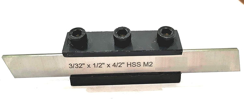 Non- Adjustable T-Parting Cut off Holder with Blade for Lathe Machine Tools ((Blade-3/32''x 1/2'' x41/2''(10mm Shank)) (Blade-3/32''x 1/2'' x41/2''(10mm Shank)