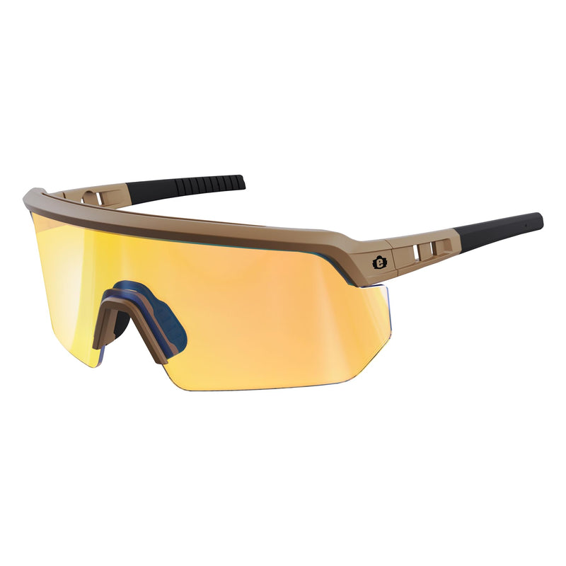 Ergodyne Skullerz AEGIR Safety Sunglasses, High Contrast Color Enhancing Mirrored Lenses, ANSI z87.1 High Contrast Yellow Mirror Lens