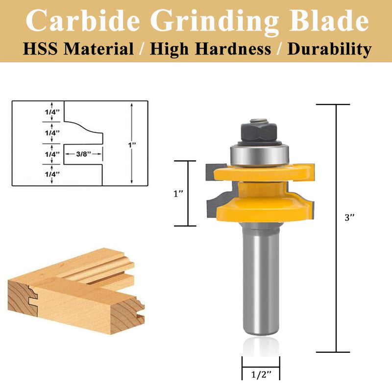LEATBUY Molding Router Bit Set 1/2-Inch Shank 4 PCS Woodworking Molding Cutter Wood Milling Woodwork Router Bits Sets Drilling Carbide Tool for Door Table Cabinet Shelve Wall DIY (TR4) TR4