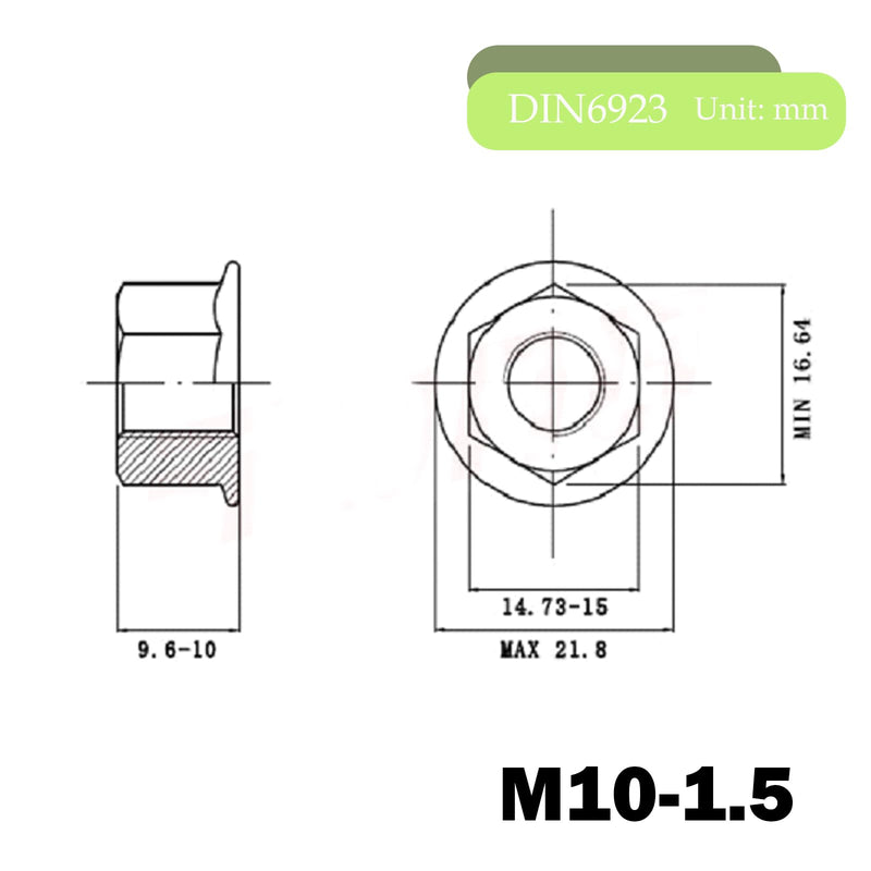 M10 Flange Nuts, 304 Stainless Steel M10-1.5 Serrated Flange Hex Lock Nuts, 10Pcs-Pack