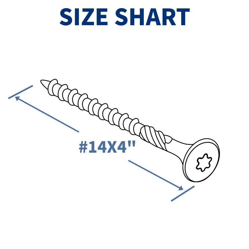 Lag Screws 4 Inch, 25PCS Heavy Duty Construction Screw, Structural Wood Screw #14 x 4, Rust Resistant, Washer Head, Black Coated Exterior Wood/Lag Screws Hex Socket #14 x 4" (Torx Head) 25