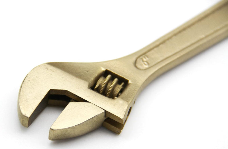 TMAX Non-Sparking 6 inch (150mm) Adjustable Wrench Aluminum-Bronze Non Spark, Jaw Capacity: 11/16" (18mm), Spark Free Safety, Non-Magnetic, Corrosion-Resistant 150 mm