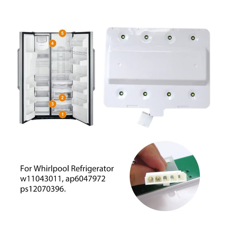 W11043011 Refrigerator LED Light Module Compatible for Whirlpool WRX735SDHW00 WRX735SDHZ00 WRX735SDHZ01 WRX735SDHZ01