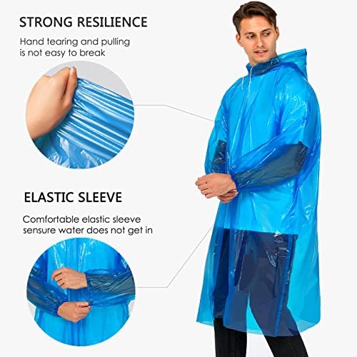 Rain Ponchos for Family Adults Clear - Disposable Rain Poncho for Women and Men with Drawstring Hood One Size 6