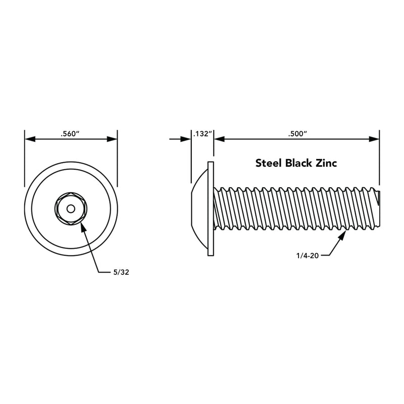8020, 3342, 10 Series, 1/4-20 x 0.5 Inch 1/2 Inch Flanged Button Head Socket Cap Screw (FBHSCS) (25 Pack) Bolt Hardware Pack for 8020 Aluminum Extrusions 25