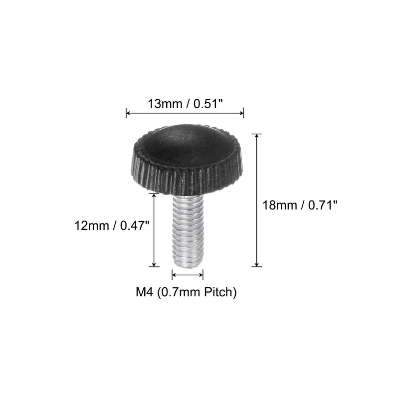 uxcell 100pcs M4 x 12mm Metric Male Thread Knurled Knobs, Thumb Screw Clamping Knobs Grip Plastic Handle Hand Knobs with Threaded Stud, Black