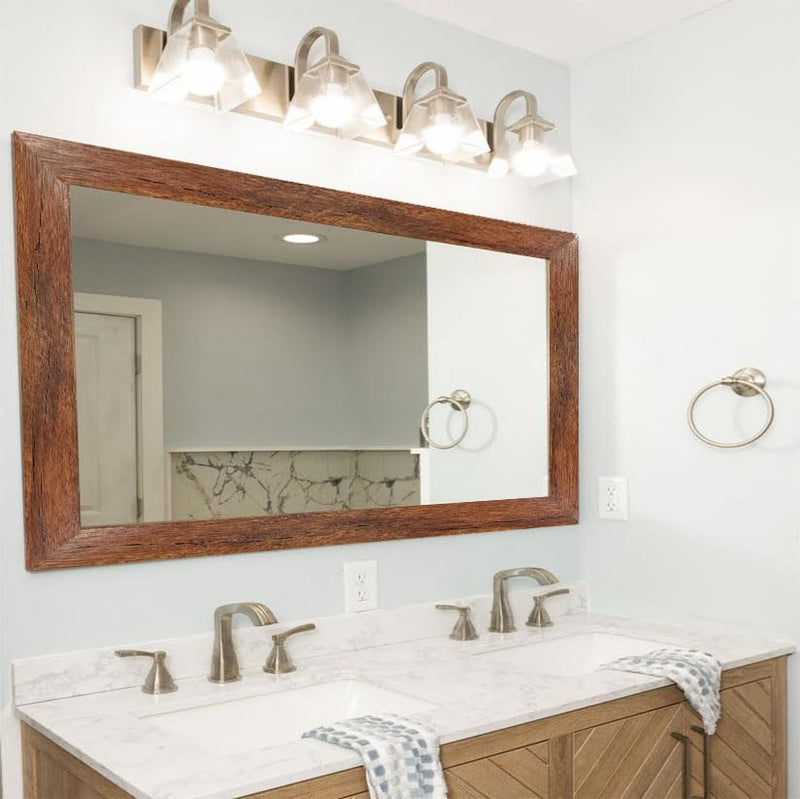 32.8Ft Black Border Peel &Stick Wood Grain Wallpaper Border Removable Waterproof Bathroom Mirror Frame Sticker (Red) Red