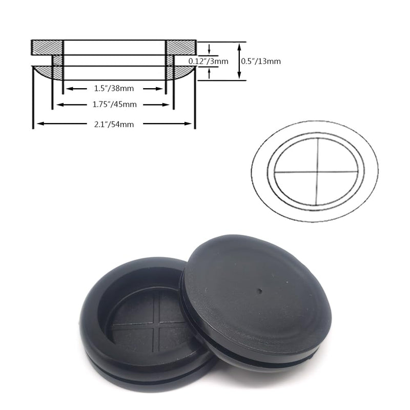Rubber Grommet, Rubber Grommets for Wiring, 1-1/2" ID, 1-3/4" Drill Hole, Rubber Hole Plugs, Synthetic Wire Grommets Protector, Firewall Plug Grommet - 6 Pack 1-3/4" drill hole, 1-1/2" ID