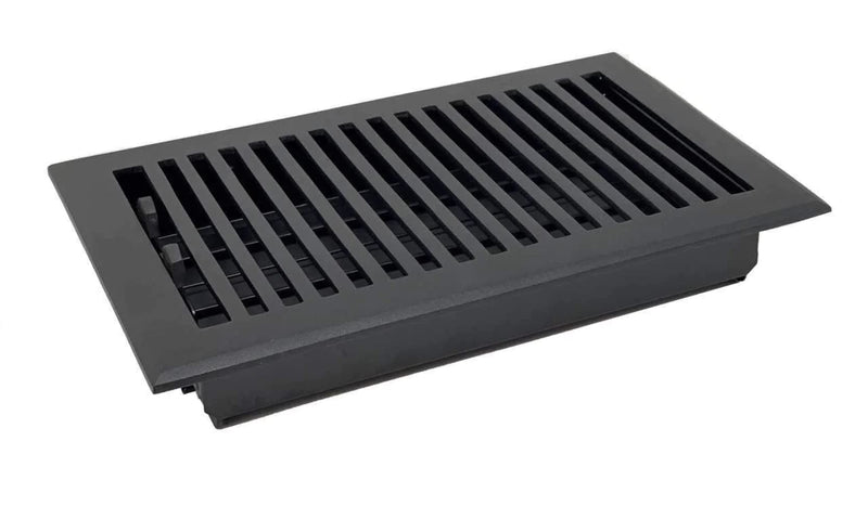 Madelyn Carter 4 x 10 Cast Aluminum Contemporary Vent Cover - Black (Overall: 5.25 x 11.5) | Floor Register and Wall Register 4 x 10 (Overall: 5.25 x 11.5)