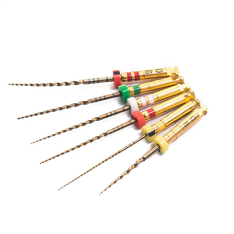 SNAWOP Dental Endodontic Niti Rotary Files 6PCS X3-Pro Glod Taper Endo Root Canal Treatment File (25MM Assorted) 25MM Assorted