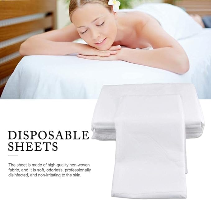 100 Sheets Disposable Width 31.5 inches (80 cm) x Length 70.9 inches (180 cm) Bed Sheet Dispo Sheets Nonwoven Sheet Sheet for Beauty Salons Massage Nursing Care - NewNest Australia
