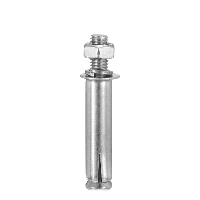 3/8" x 3" Hex Nut Sleeve Anchors - 5Pack - Good for Concrete Dry Brick Block Walls - 304 Stainless Steel - Silver 5