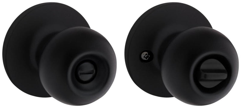 Kwikset Safelock SK3000RG-514 Regina Knob Privacy Lock with RCAL Latch and RCS Strike Matte Black Finish