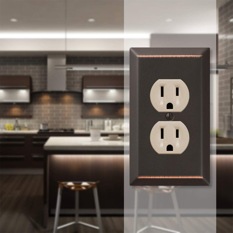 Amerelle 163DDB Century Wallplate, 1 Duplex, Steel, Aged Bronze, 1-Pack 1 Count (Pack of 1)