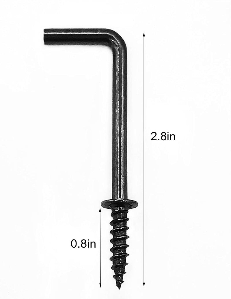 2 Inch 1 Shape Screw Hooks L Shape Hooks 7 Shape Hooks Black (20 Pack)