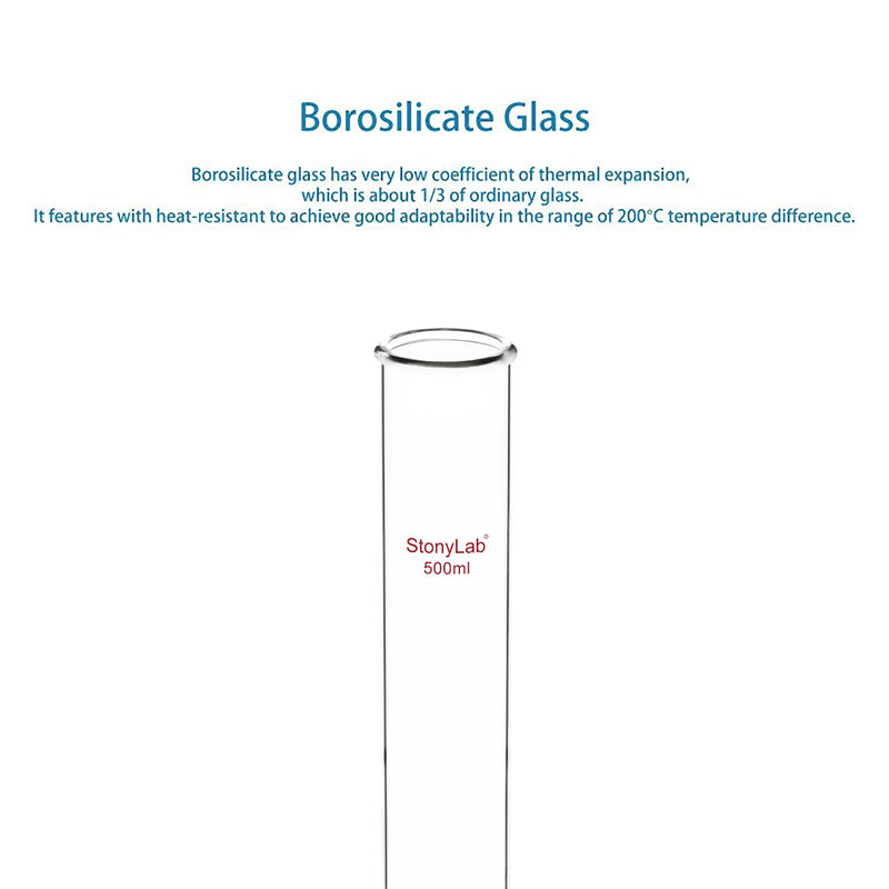 stonylab Dropping Funnel, Borosilicate Glass Burette Funnel with PTFE Stopcock for Laboratory and Home Use, 500 ml