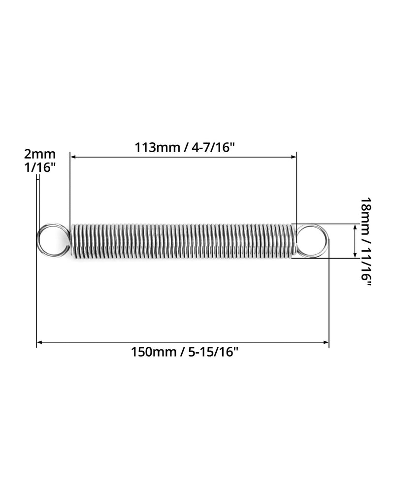 QWORK Extended Compressed Spring, 6" Free Length, 5 Pcs 304 Stainless Steel Extension Springs, Small Dual Hook Tension Spring, 1/16" Wire Diameter, 11/16" OD