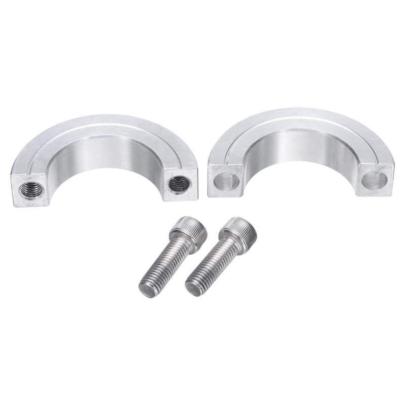 uxcell 2pcs Double Split Clamp-On Shaft Collar for 1-1/4" Shaft, Two-Piece Clamping Collar, 2-1/16" OD, 1/2" Thickness, Aluminum Alloy Set Screw Split Collar Clamp