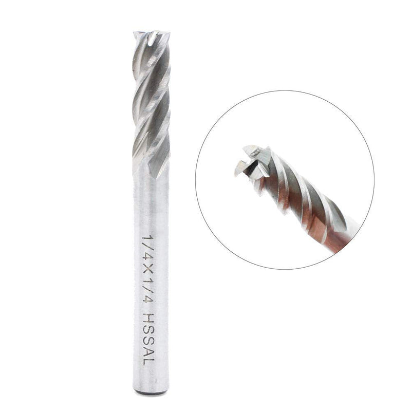 AUTOTOOLHOME 1/4 inch HSS 4 Flutes End Mills Milling Cutter End Drill Bit Straight Shank Pack of 2 CNC Milling Drill Bits Router Bits for Wood Aluminum Steel