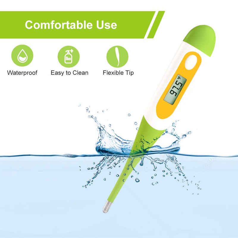 Digital Oral Thermometer for Adult and Kid, Easy@Home Accurate Fast Reading Body Temperature Thermometer for Oral and Underarm Measurement with Fever Alarm，EMT-021B-Green Green
