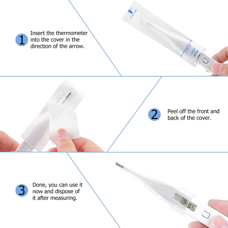 200pcs Disposable Probe Covers for Digital Thermometers Universal Thermometers Sleeves for Accurate Sanitary Oral Ear Underarm Recta Thermometer Reading