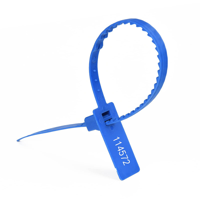 Heavy Duty Plastic Security Seals Self Locking Tamper Evident Shipping Seals Numbered Security Tags Pull Tight Securing Straps Truck Trailer Seals Length 337 mm 13.2" (Blue 100 PCS) Blue