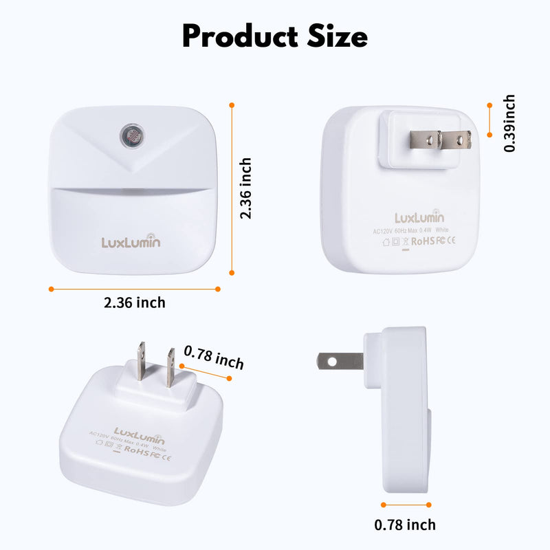 LED Night Light, Night Lights Plug into Wall with Dusk-to-Dawn Sensor, Automatically Turn on and Off,Night Light for Kids,Bedroom,Bathroom,Stairs, White, 6 Packs Daylight White