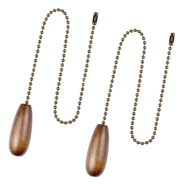 Ceiling Fan Pull Chain Extender, 2pcs Wooden Decorative Pendant Extension Chains, 12 Inches Lighting & Fan Beaded Ball Fan Cord Extender Ornament with Connector