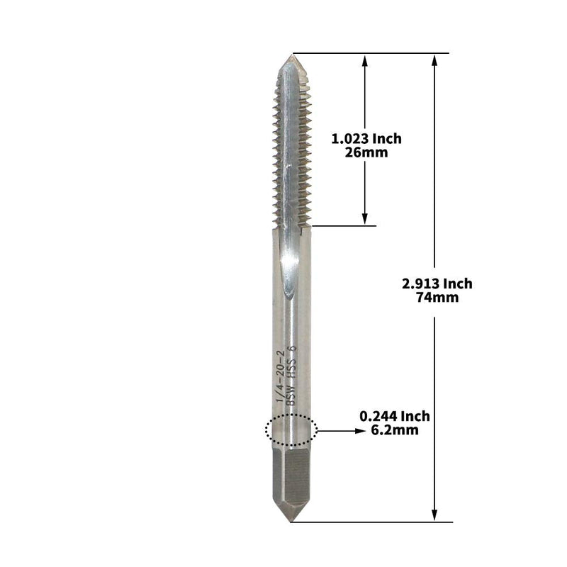 1/4"-20 BSW HSS Right Hand Thread Tap high quality High Speed Steel 6542 Used For Conventional Machine Tapping Or CNC Tapping, Can Tap Steel And Stainless Steel. 1/4"-20 BSW