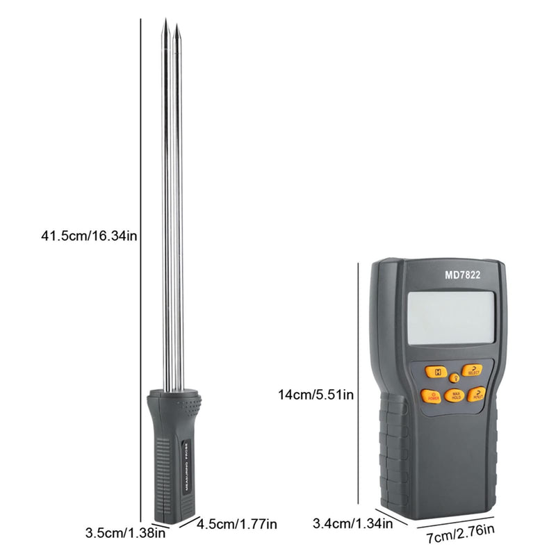 Grain Meter, Digital LCD Display Digital Handheld Humidity Analyzer Humidity Tester for Wheat Corn Paddy