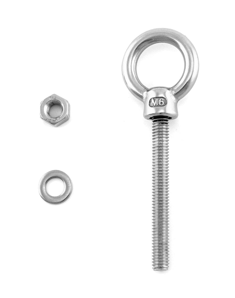QWORK Threaded Eyebolts, 20 Pack 1/4" x 2" Long Stainless Steel Marine Grade Shoulder Eye Bolt 1/4" x 2"