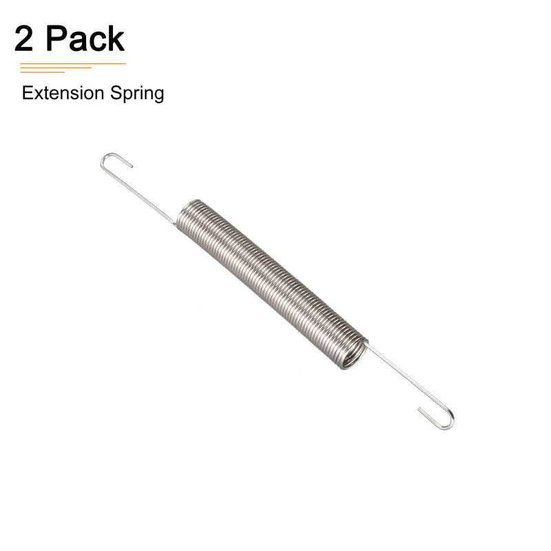 0.9x10x60mm(WxODxL) Extension Spring - 2Pack - Good for Home Repair Machinery - Metal Extended Compressed Spring - Silver