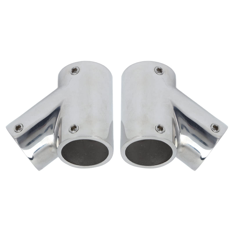 1 Pair Boat Handrail Fittings, 60 Degree Marine Grade Handrail Fitting 316 Steel Polishing Marine Hardware Parts Left Right Tee for Yachts 1"