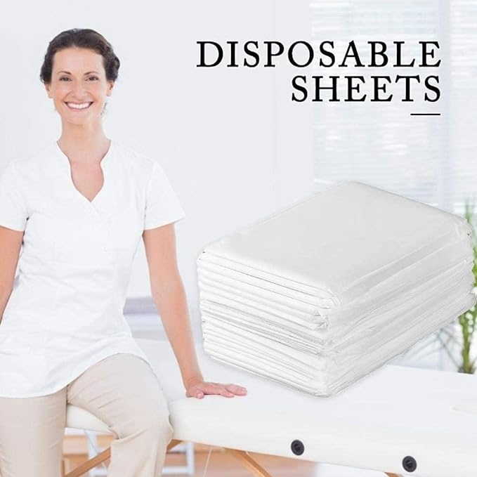 100 Sheets Disposable Width 31.5 inches (80 cm) x Length 70.9 inches (180 cm) Bed Sheet Dispo Sheets Nonwoven Sheet Sheet for Beauty Salons Massage Nursing Care - NewNest Australia