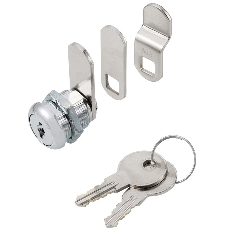 Cabinet Cam Locks Keyed Alike, 5/8” Cylinder Cam Locks for Tool Box RV Compartment Mailbox Vending Machine Drawer File Cabinet, Fits 3/8” Max Panel Thickness, Chrome Finish with 3 Cams and 2 Keys 5/8 Inch
