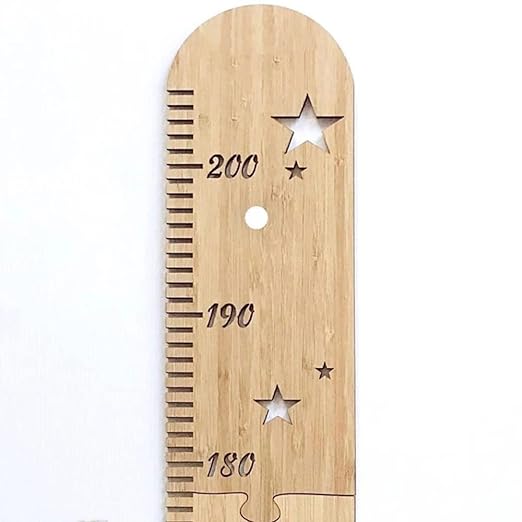 Luottus Wooden Height Meter, Star, Height Scale for Children and Adults, Seal, Children's Growth Record, Wall Ruler, Entrance, Kindergarten, Nursery, Scandinavian Interior, Stylish, Assembly, Measuring Range 0-200 cm - NewNest Australia