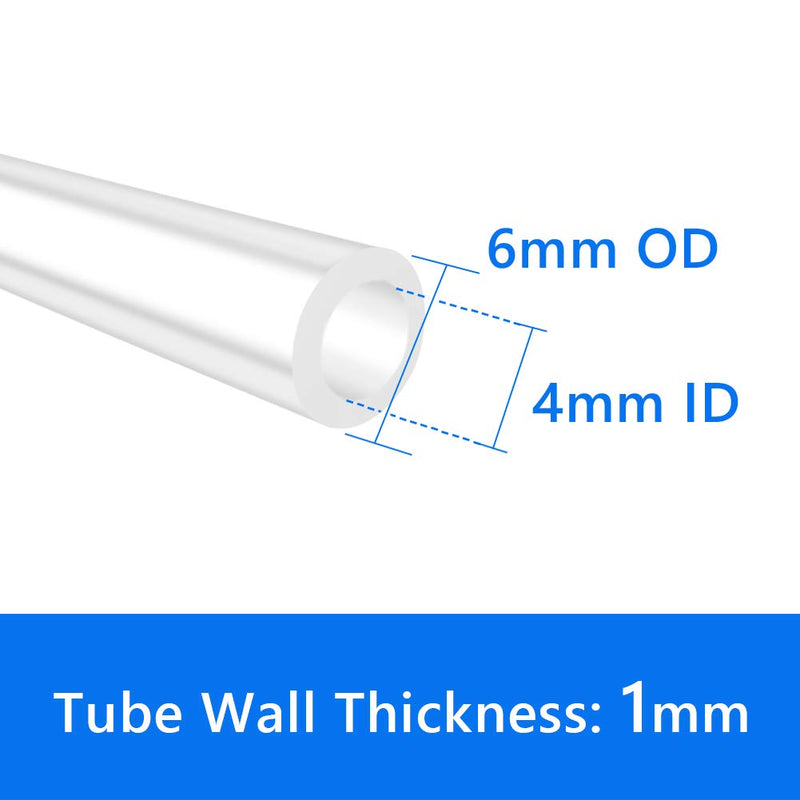 Quickun Pure Silicone Tubing, 4mm ID x 6mm OD High Temp Food Grade Tube Pure Silicone Hose Tube for Home Brewing, Beer Line, Kegerator, Wine Making, Aquaponics, Air Hose by Proper Pour (3.28 Ft) 3.28Ft (1meter) 4mmx6mm