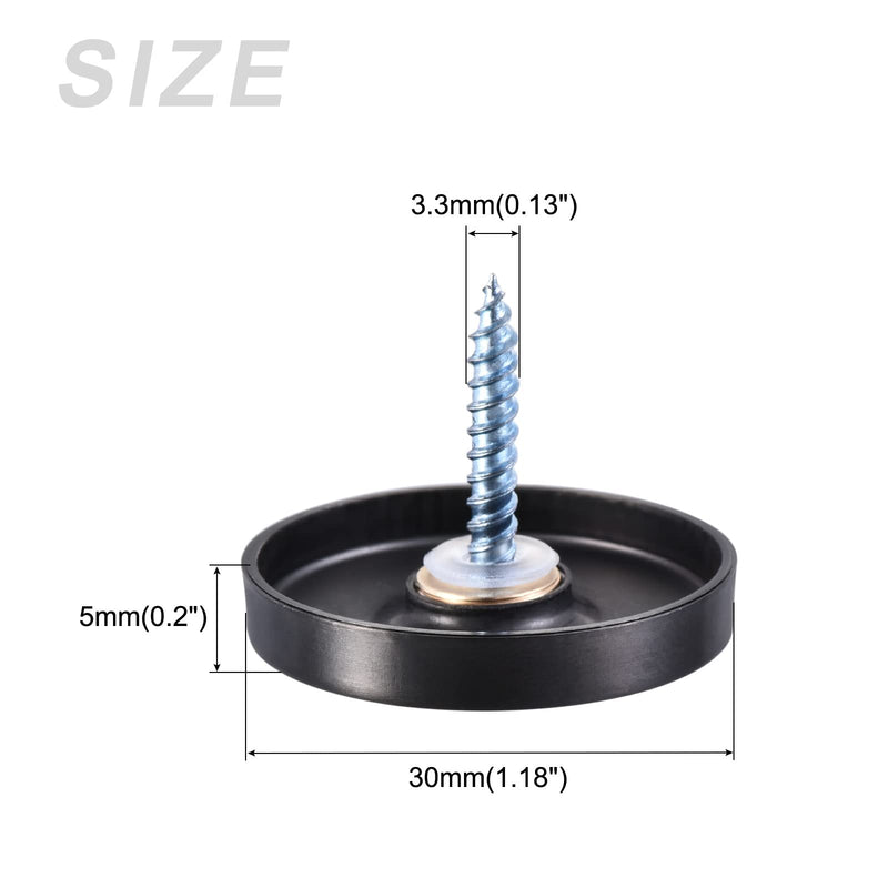 METALLIXITY Mirror Screws (30mm/1.18") 4Pcs, Decorative Cover Cap Nails Brushed - for Sign Advertising Hardware, Construction, Black 30mm