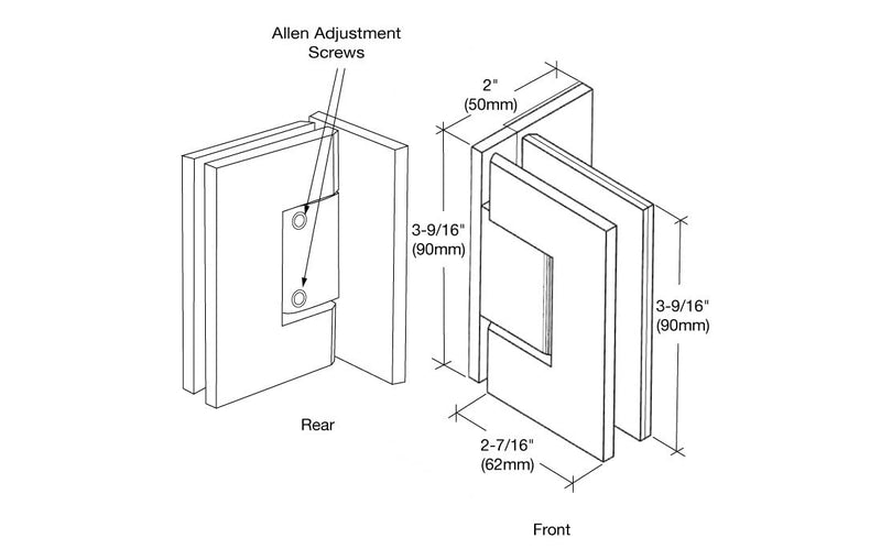 CRL MEL324MBL Matte Black Melbourne Adjustable Wall Mount Offset Back Plate with Cover Plate Hinge
